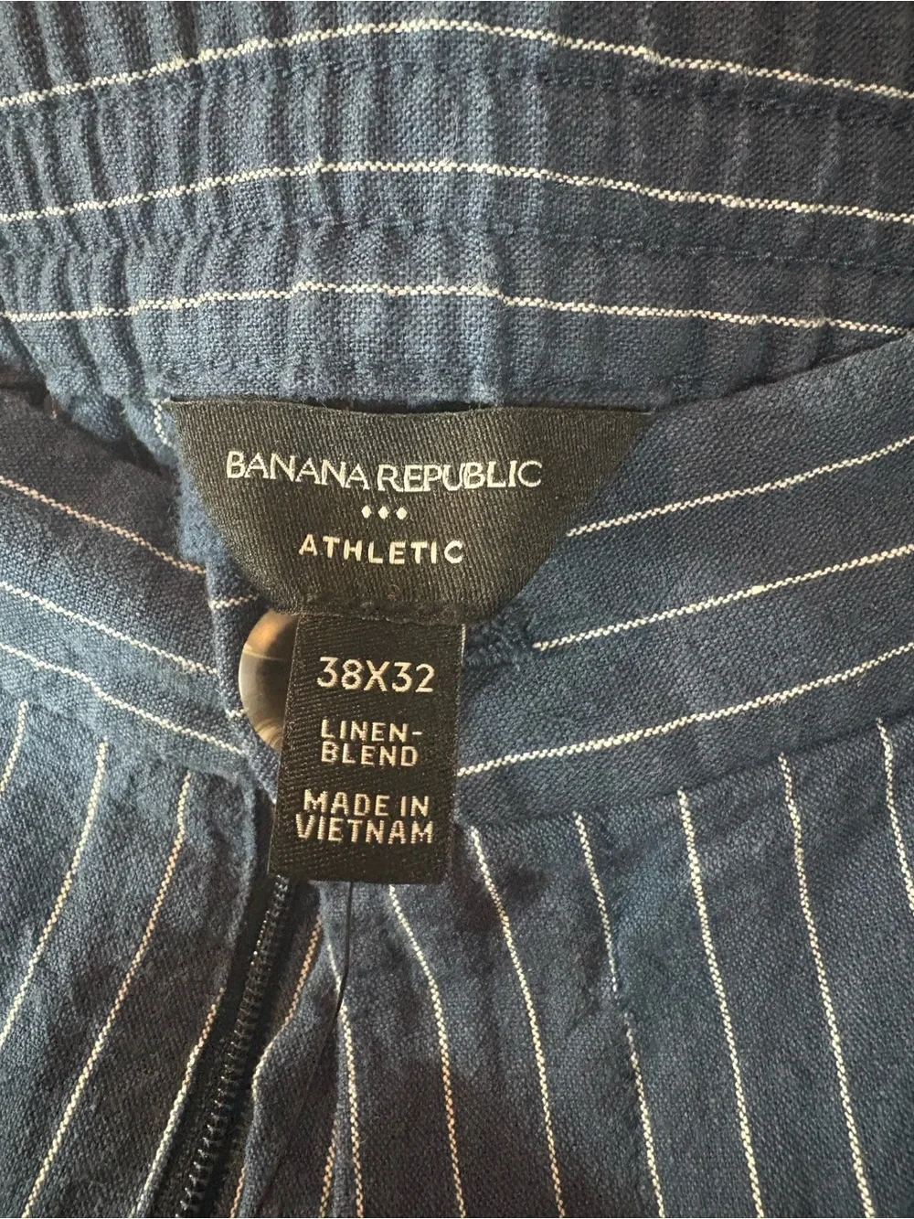 Banana Republic Athletic Fit Blue Pinstripe Linen Blend Chinos NWT